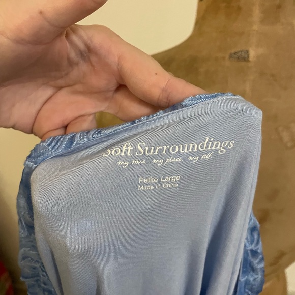 Soft Surroundings Blue Silk Overlay Tunic Size Petite Large - Picture 4 of 5